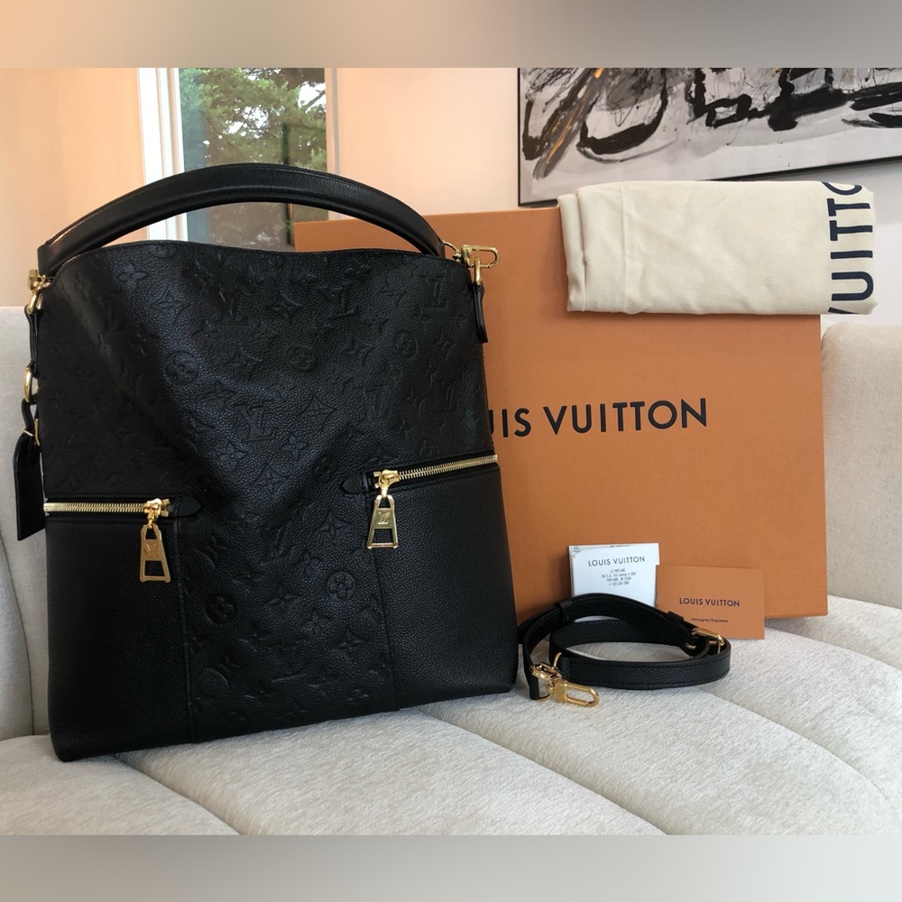 Louis Vuitton Black Shoulder Bag with Gold Accents